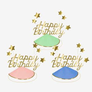 Bulk Multicolores Happy Birthday Hats Set Of 6