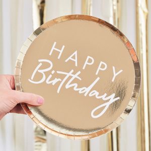 Custom Gold Foiled Happy Birthday Paper Plates Minimum Order 10000 PCS