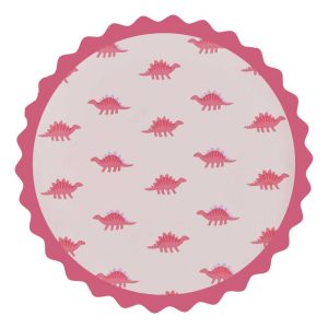 Pink Dinosaur Print Paper Plates