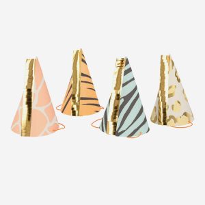 Set Of 8 Pointy Safari Animal Paper Hats