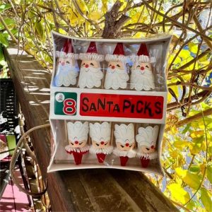 Vintage Santa Christmas Cake Cupcake Toppers Set