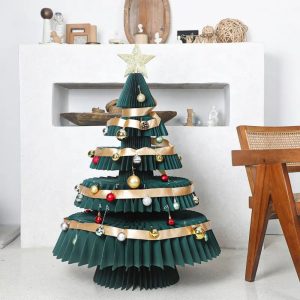 Xmas Paper Honeycomb Tree Decorations Foldable Christmas Tree Wholesale