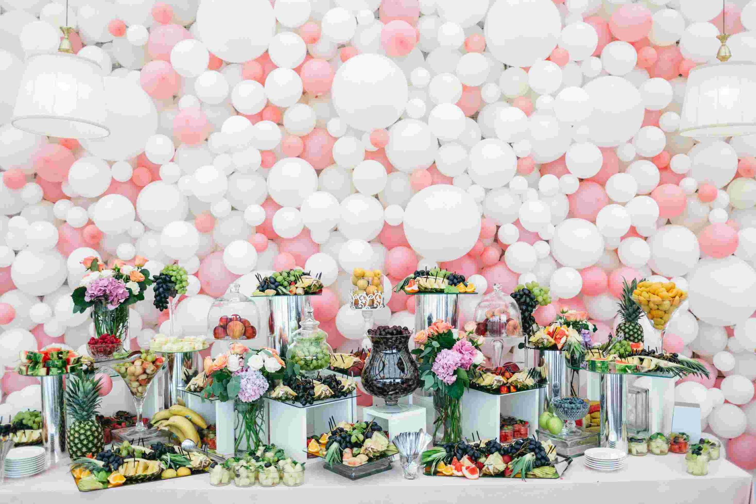 stylish table statement balloon installations bridal shower decoration