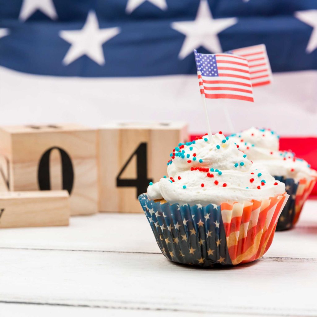 4th of July Party Celebration cupcake toppers american flag