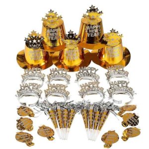 Bulk Gold New Years Eve Party Kit for 100 Guests