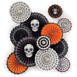 Creepy Wicked Hauntings Round Paper Fan Decorations Custom Design For Halloween Party