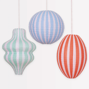 Custom Round Oval And Wavy Stripy Paper Lanterns Supplier