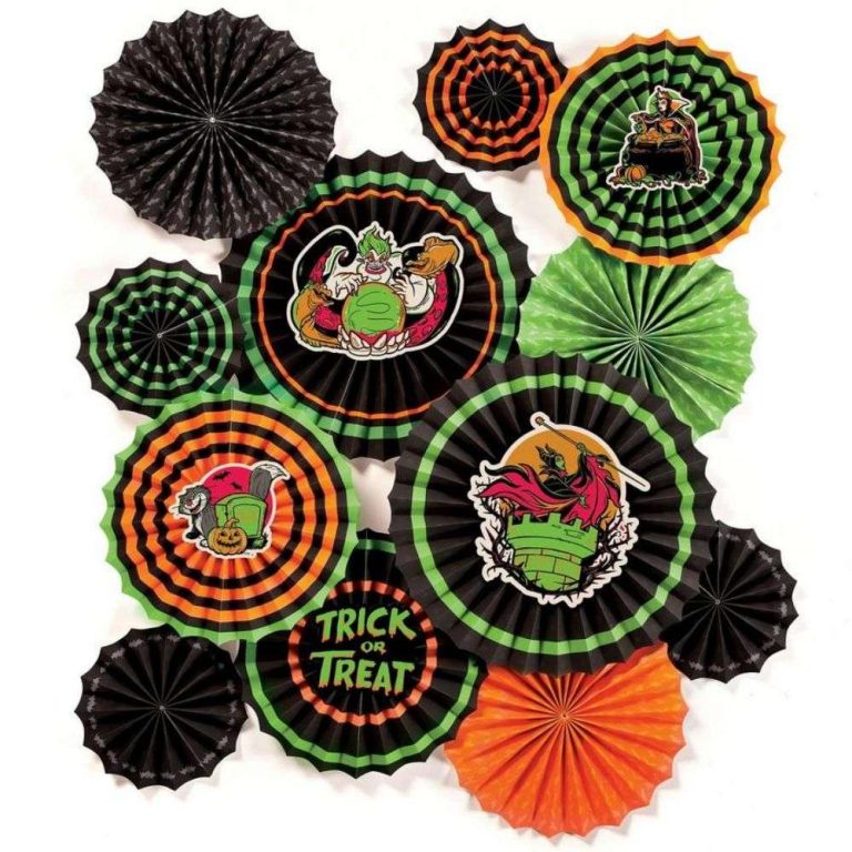 Customized Green Black Orange Halloween Paper Fan Decorating Kit