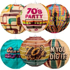 Disco Party Hanging Paper Lanterns Personalized 70s Party Decorations 6pcs