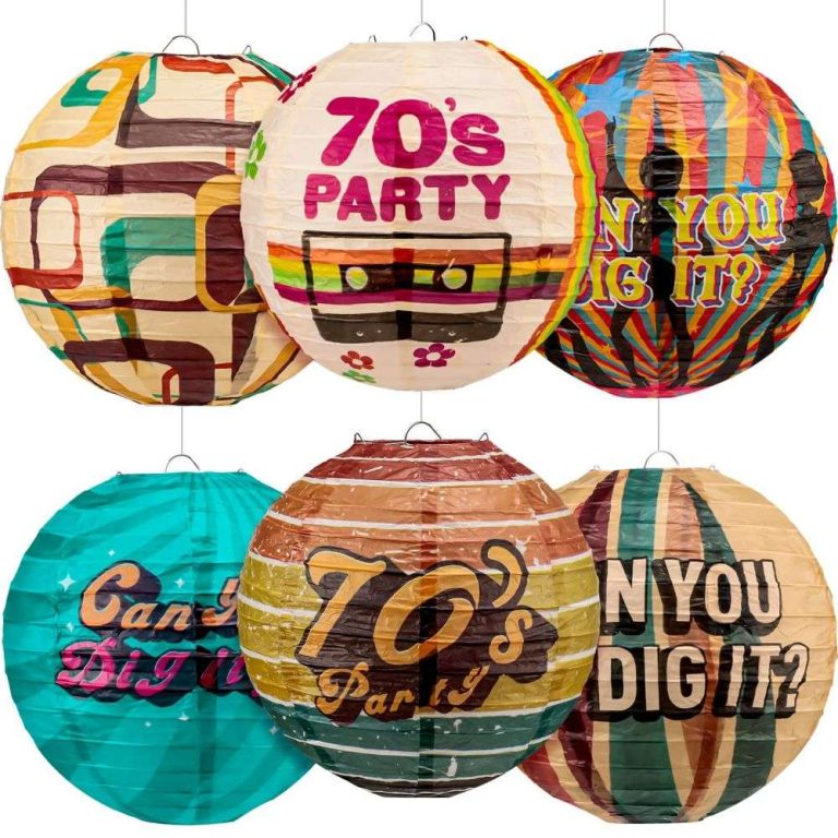 Disco Party Hanging Paper Lanterns Personalized 70's Party Decorations 6pcs