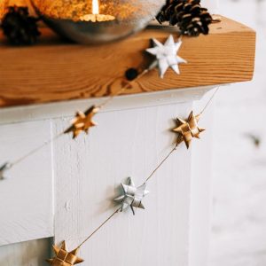 Gold Sliver Paper Palm Star Garland