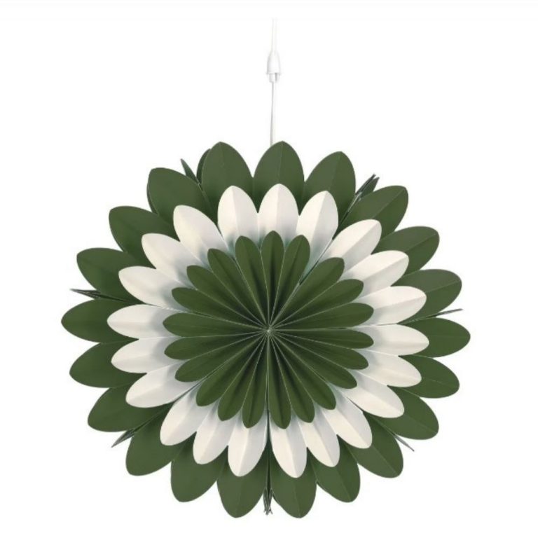 Gorgeous Green White Decorative Paper Fan Lamp