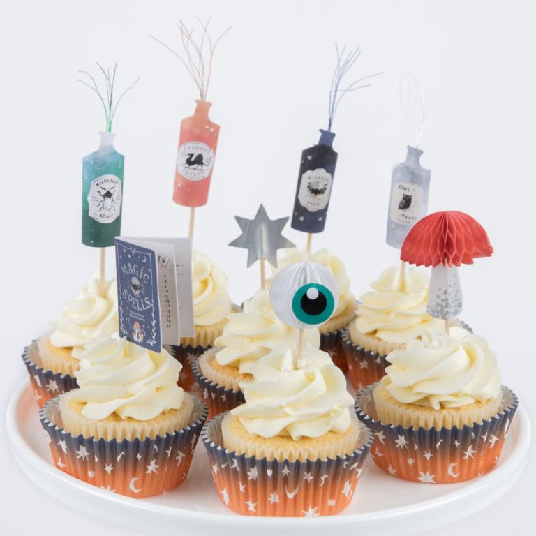 Magic Themed Party Custom Paper Cupcake Kit Wooden Cocktail Sticks