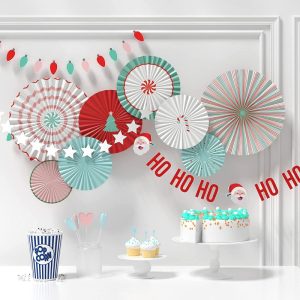 Personalized Fancy Paper Fan Decorations With Cutesy Peppermint And Candy Cane Designs