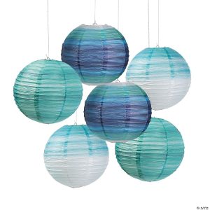 Seaside Ombre Hanging Round Paper Lanterns