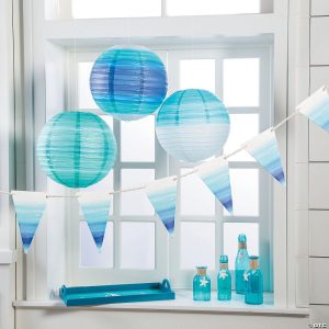 Seaside Ombre Hanging Round Paper Lanterns Decoration