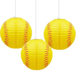 Softball Paper Lantern Decoration Sports themed Ball Party Lanterns 3pcs