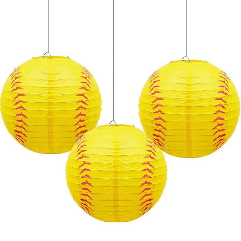 Softball Paper Lantern Decoration Sports-themed Ball Party Lanterns 3pcs