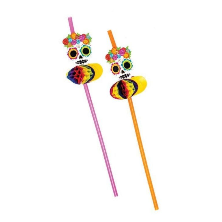 Sugar Skull Honeycomb Crafted Paper Straws