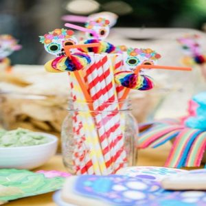 Summer Party Sugar Skull Honeycomb Crafted Paper Straws