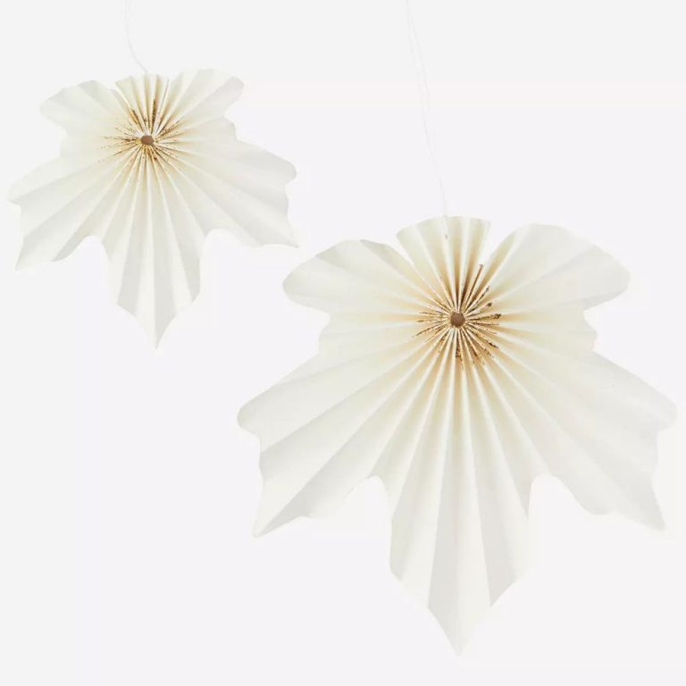 White Gold Paper Leaves Hanging Paper Fan Party Decorations Supplier