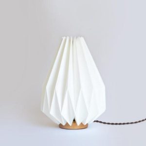 Geometric Table Lamp With Handcrafted Wooden Base