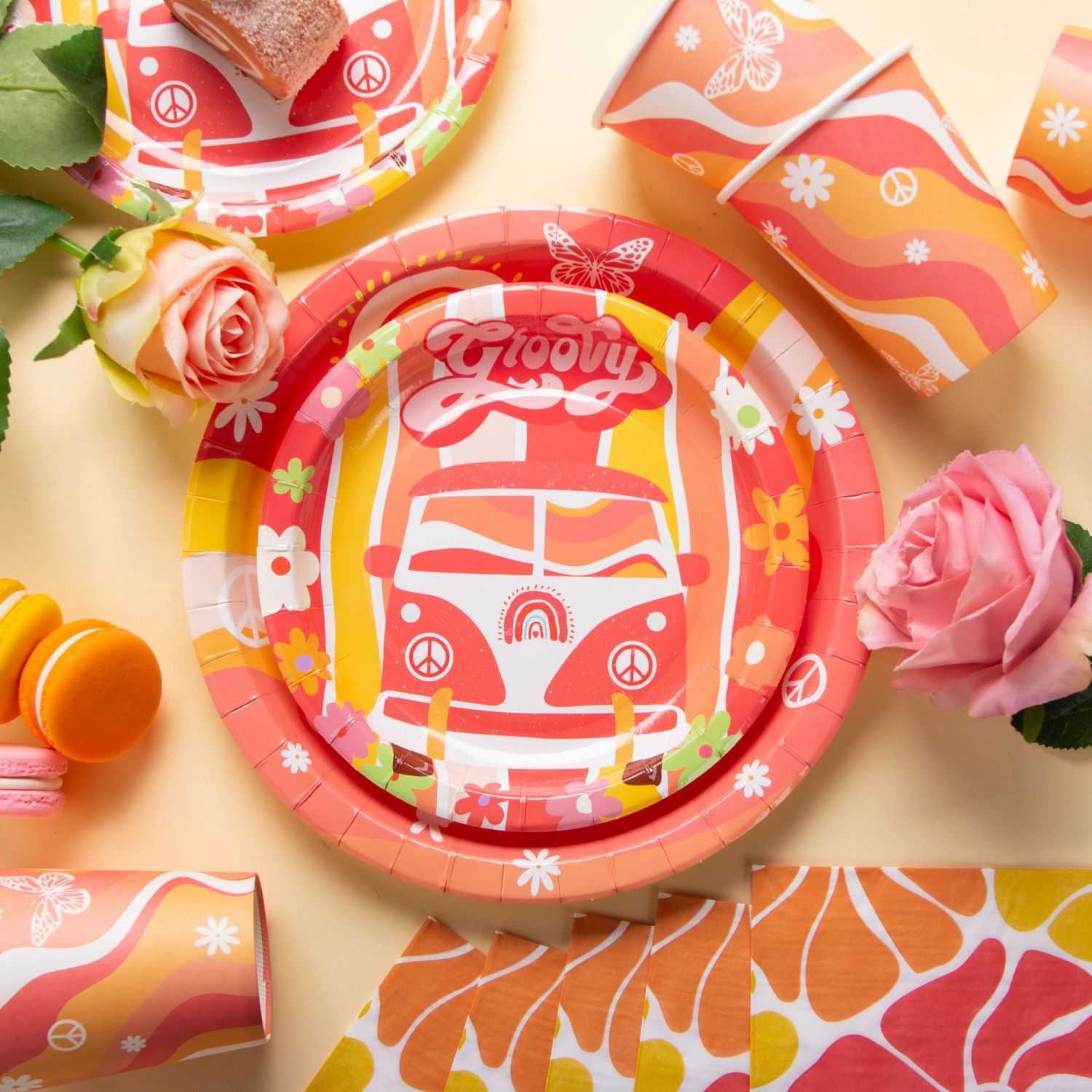 Groovy themed party tableware manufacturer