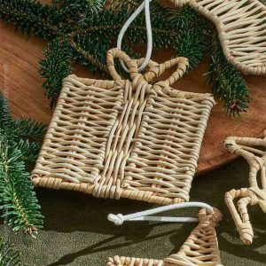 Handmade Present Wrapped Rattan Christmas Ornament