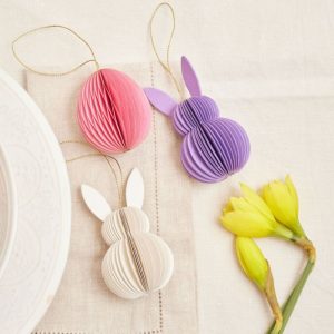 Honeycomb Paper Bunny Ornament Set Easter Party Decorations Supplier