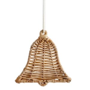 Personalized Hand Bell Wrapped Rattan Ornament For Christmas Party