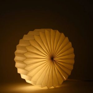 Table Lamp Origami Lampshade White Round Pleated Paper Light