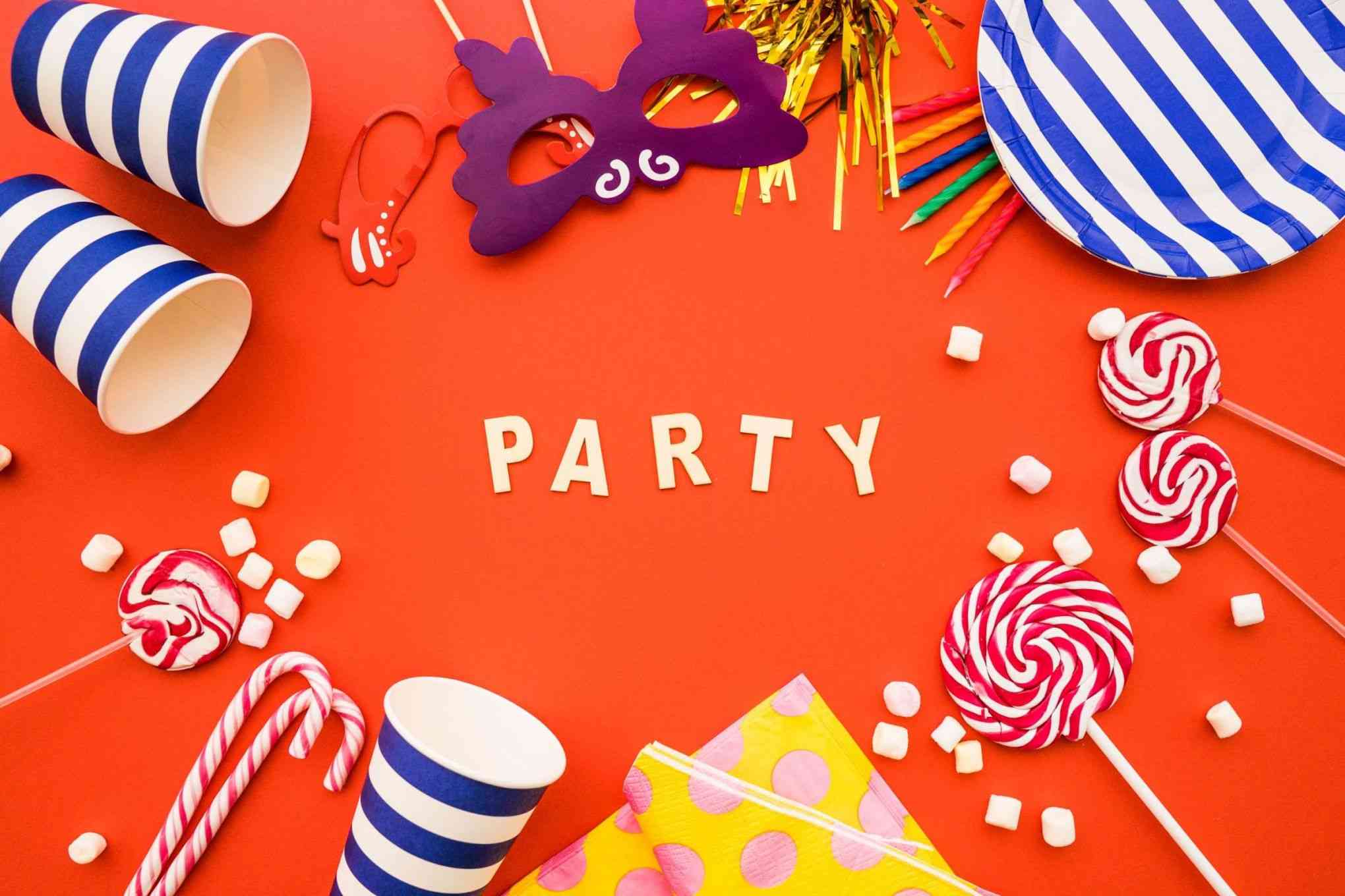 party background with decorative items