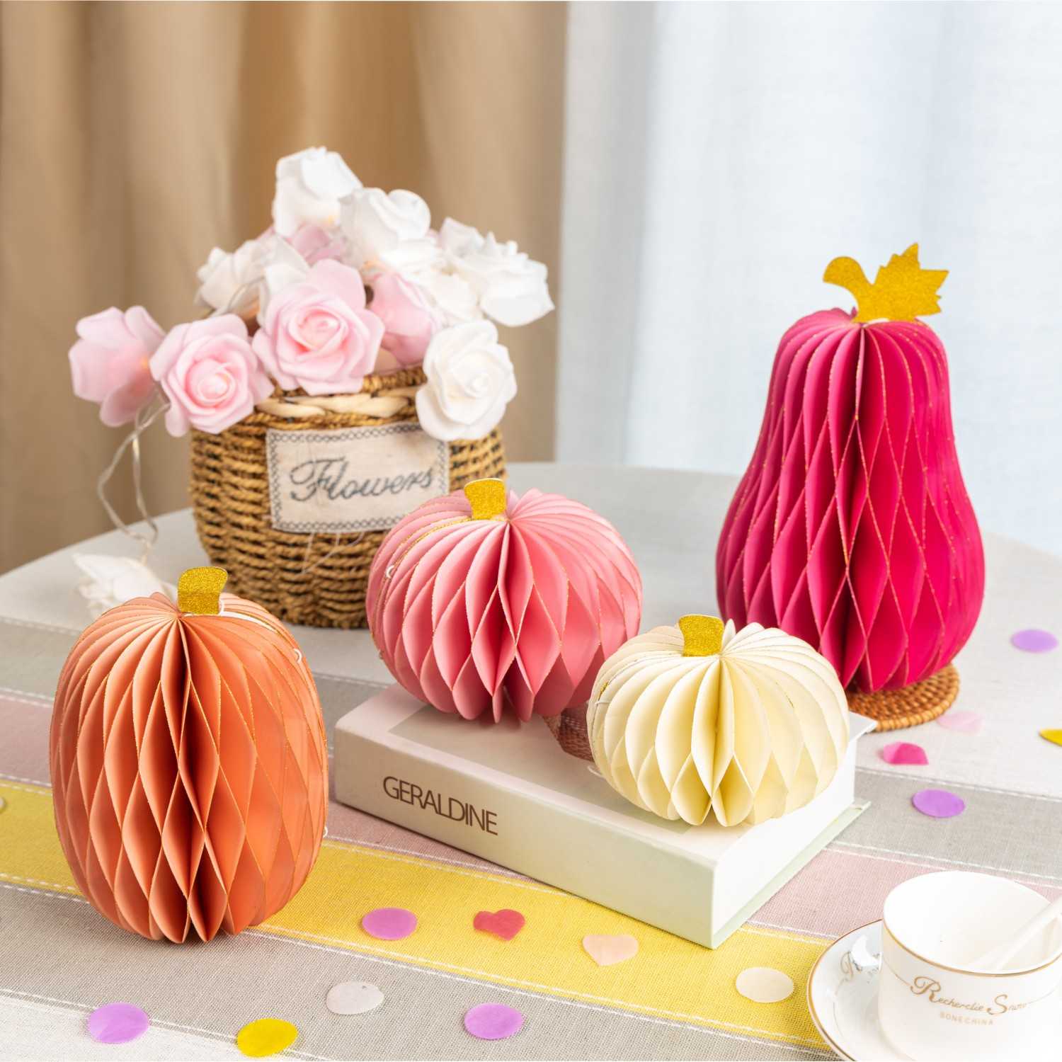 paper honeycomb pumpkin centerpieces