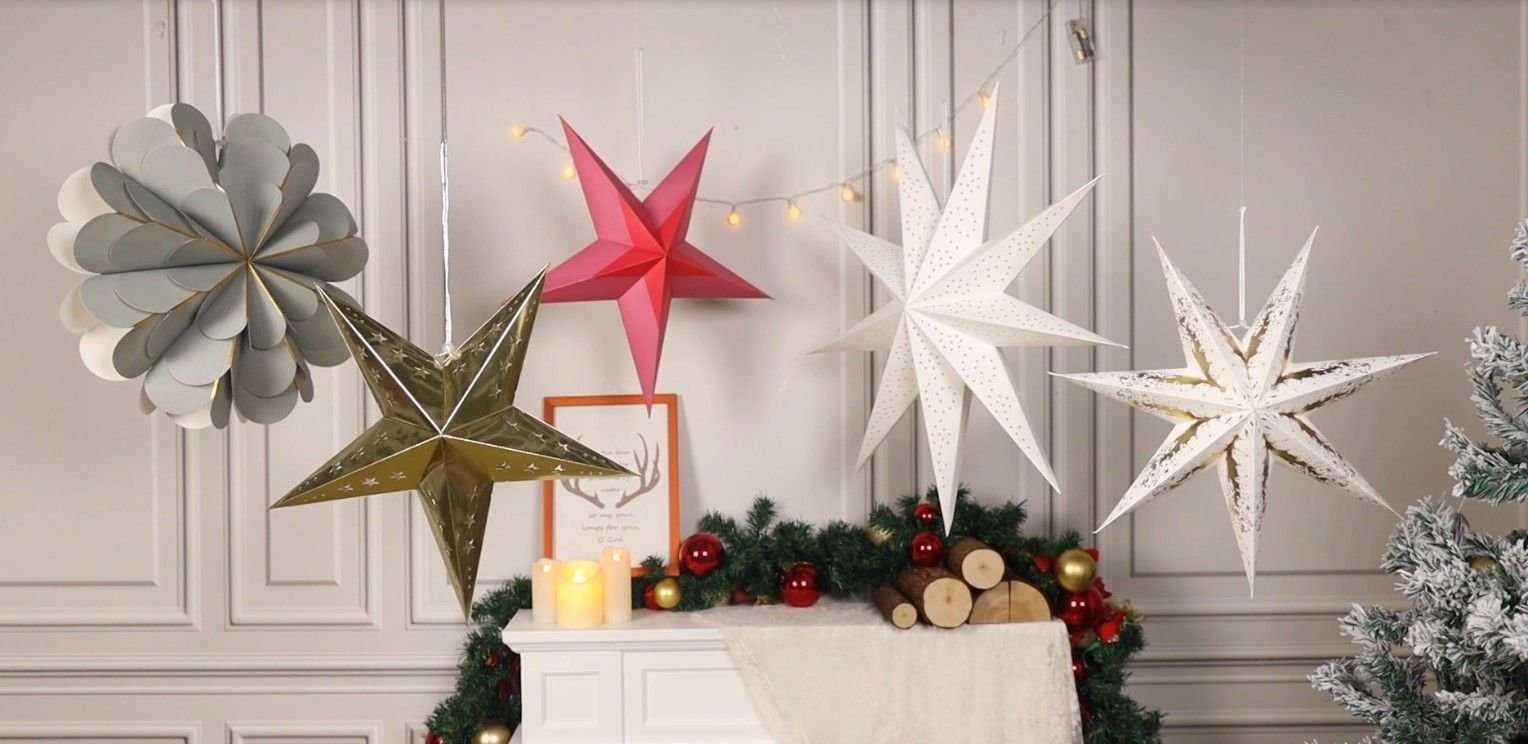 paper star lampshades are lightweight for home decor