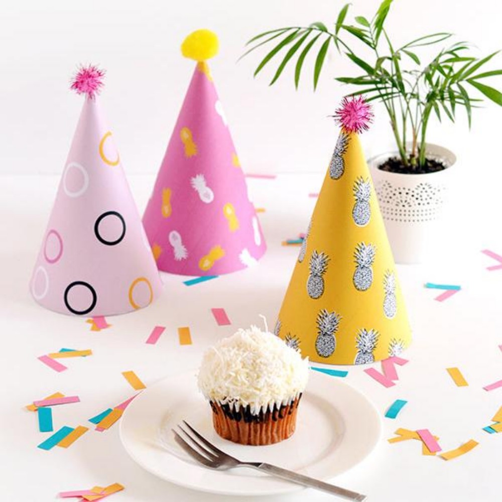 Printable pineapple party hats 3