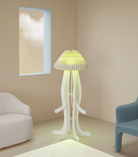 Jellyfish Paper Honeycomb Floor Lamp