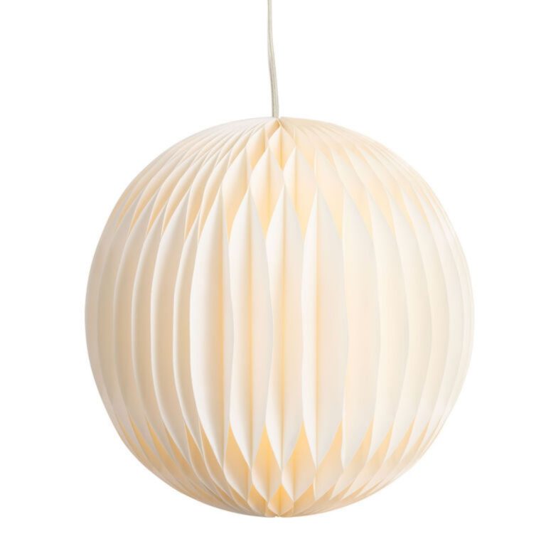 White Pleated Paper Globe Collapsible Hanging Lantern_yyth (1)