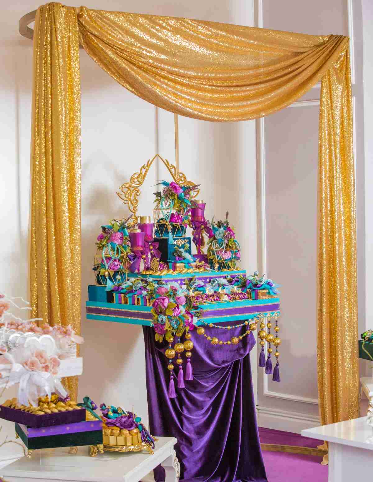 purple candy bar curtain eid party decorations