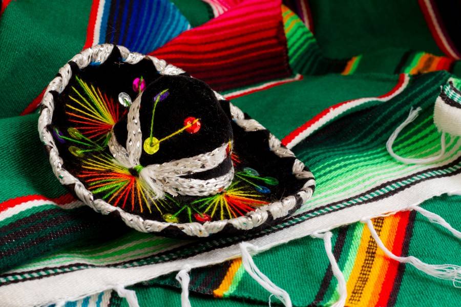 Mexican fiesta sombrero colorful cloth