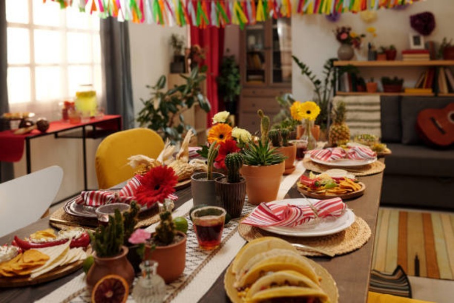 Table served with homemade snacks